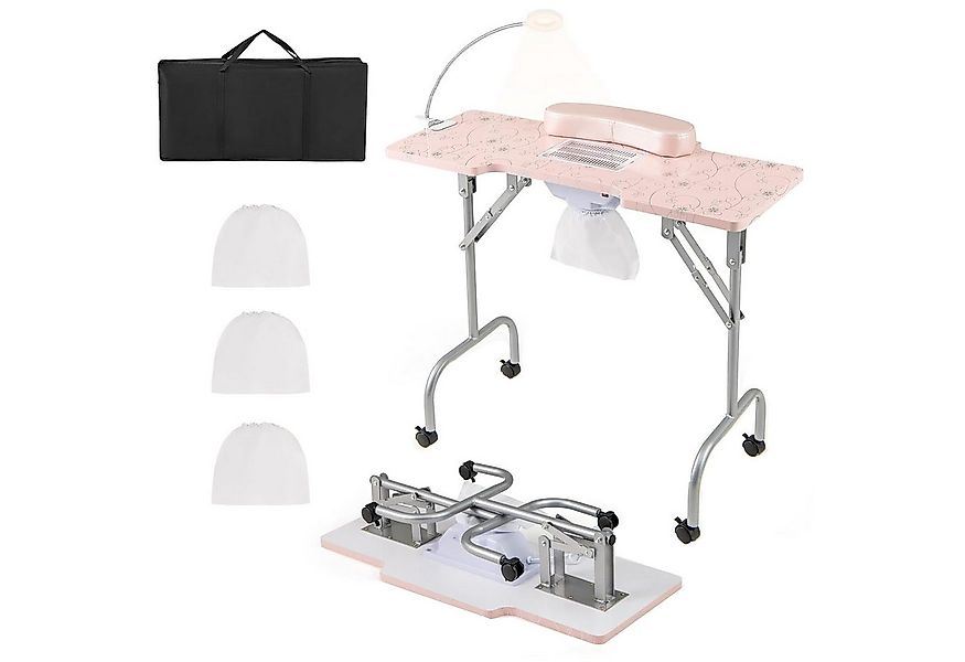 KOMFOTTEU Maniküre-Pediküre-Set, faltbar, LED Lampe, Handgelenkpolster & Tr günstig online kaufen