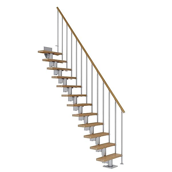 Dolle Mittelholmtreppe Dublin Eiche Perlgrau GH bis 337 cm Gerade 75 cm FSC günstig online kaufen