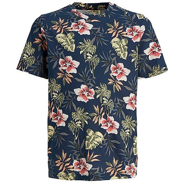 Jack & Jones Rundhalsshirt Große Größen Herren T-Shirt Floralprint navy JJC günstig online kaufen