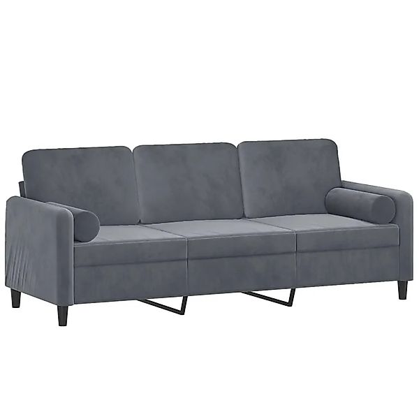 vidaXL 3-Sitzer-Sofa mit Zierkissen Dunkelgrau 180 cm Samt 3200892 günstig online kaufen