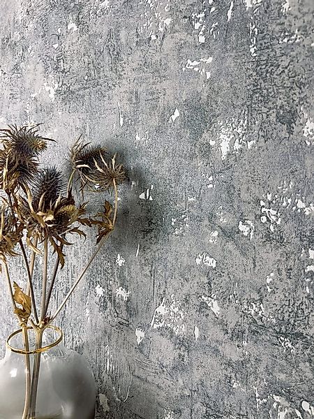 Newroom Vliestapete Kehda Dark Grey Tapete Betonoptik Beton,Zement,Metallic günstig online kaufen