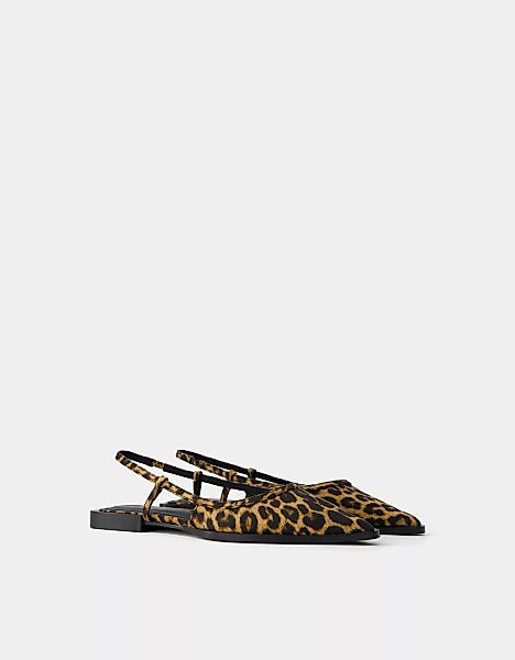 Bershka Spitz Zulaufende Ballerinas Im Mules-Stil Mit Animalprint Damen 38 günstig online kaufen