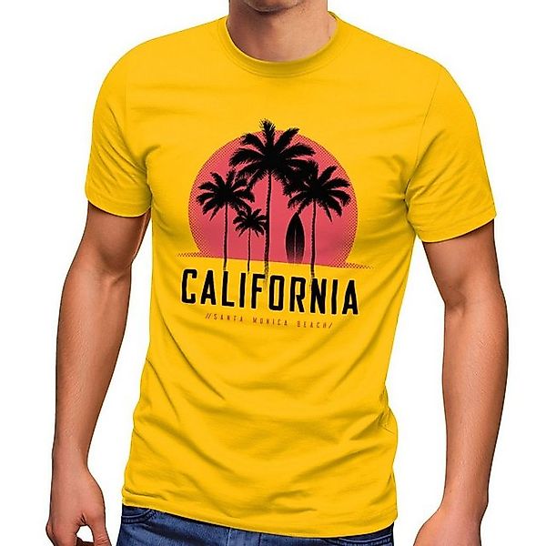 Neverless Print-Shirt Herren T-Shirt California Palmen Santa Monica Beach S günstig online kaufen