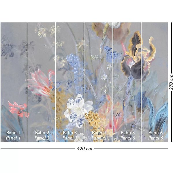 Tapetenmuster A4-Format Vliestapete Wandbild Light Flowers Mehrfarbig FSC® günstig online kaufen