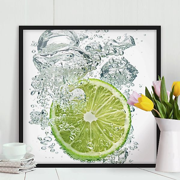 Bild mit Rahmen Küche - Quadrat Lime Bubbles günstig online kaufen