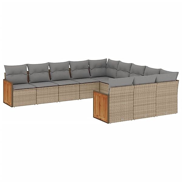 vidaXL 11-tlg Garten-Sofagarnitur mit Kissen Beige Poly Rattan Modell 119 günstig online kaufen