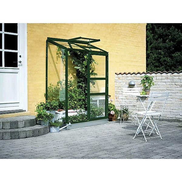 Halls Anlehngewächshaus Altan 2 Grün 0,9 m² mit 3 mm Blankglas günstig online kaufen
