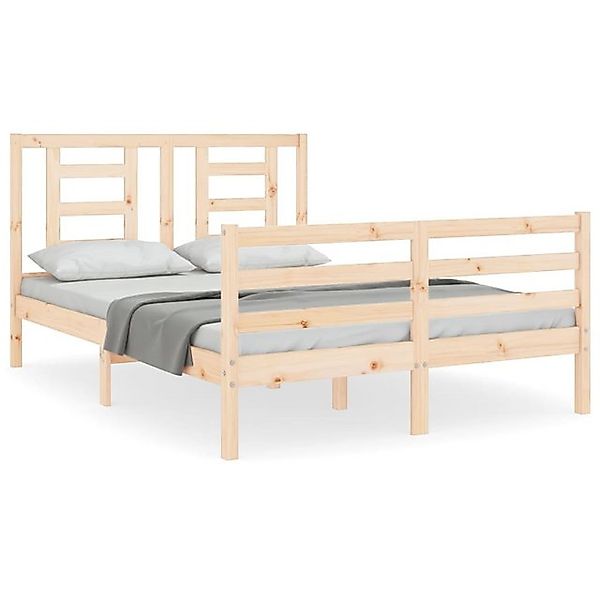 vidaXL Bettgestell, Massivholzbett mit Kopfteil 120x200 cm günstig online kaufen