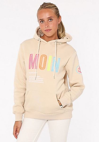 Zwillingsherz Sweat-Hoodie, mit aufgesticktem "MOIN"-Schriftzug in Neonfarb günstig online kaufen