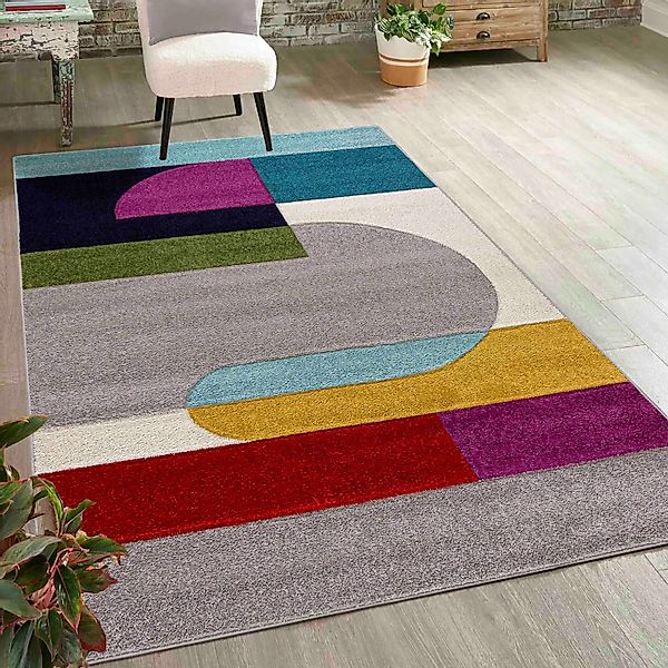 Mazovia Designteppich Modern Geometrischer Teppich Bunt günstig online kaufen