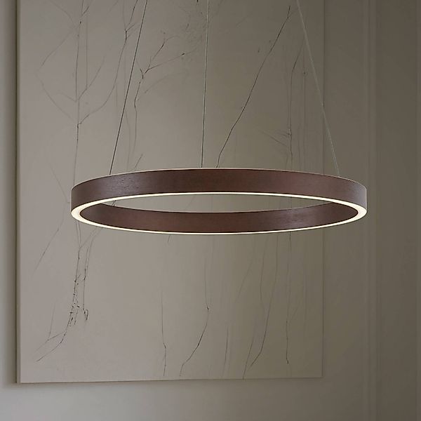 Lucande LED-Hängeleuchte Yonam, Ø 60 cm, 1-flg., braun, CCT günstig online kaufen