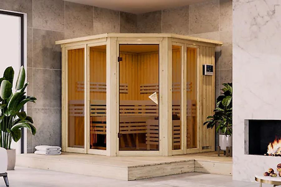 Karibu Sauna »"Airia" mit Kranz, naturbelassen« aus hochwertiger nordischer günstig online kaufen