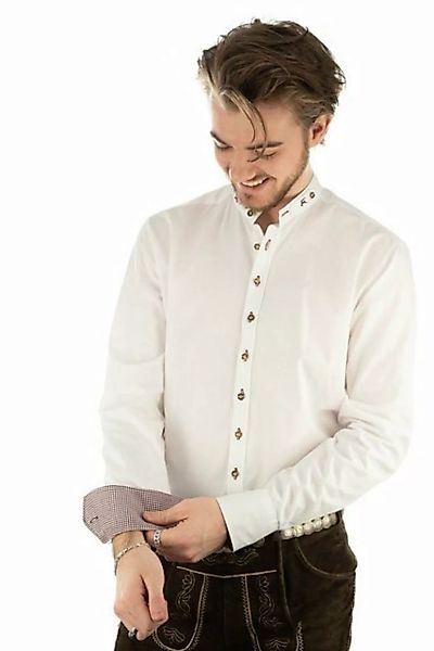 OS-Trachten Trachtenhemd Omsaya Langarmhemd mit Stehkragen mit besticktem R günstig online kaufen