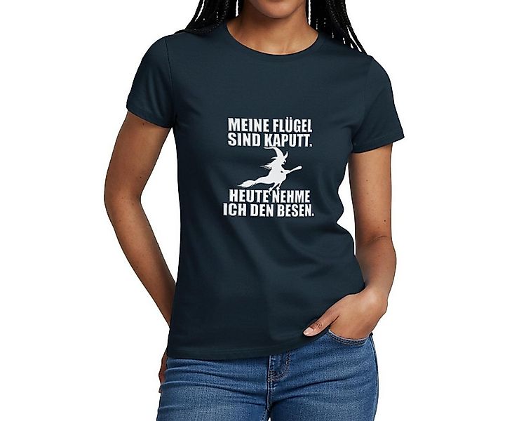 Spreadshirt T-Shirt Hexe Mit Besen Lustiger Spruch Halloween Frauen T-Shirt günstig online kaufen