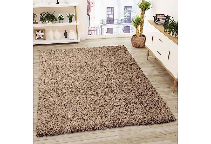 Vimoda Teppich Shaggy, Hochflor-Teppich Uni in Nougat, Rechteckig, Höhe: 30 günstig online kaufen