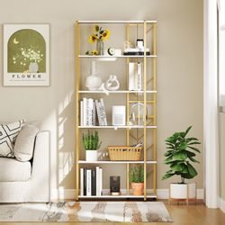 COSTWAY Bücherregal, geometrisches Standregal, 6-stöckig, Metallrahmen günstig online kaufen