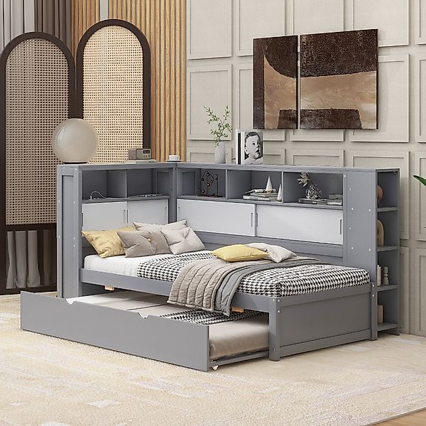 Ulife Holzbett 90x200cm mit Ladeanschluss/ Stauraum/ günstig online kaufen