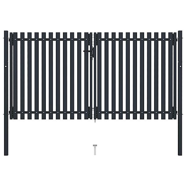 vidaXL Doppelflügel Zauntor Stahl 306x220 cm Anthrazit 146354 günstig online kaufen