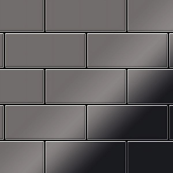 ALLOY Mosaik Fliese Massiv Metall Titan Hochglanz Dunkelgrau 1,6mm Subway-t günstig online kaufen