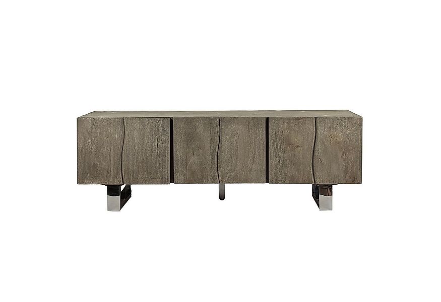 Wohnling Lowboard WL7.027 TV Schrank 160 cm Smoked Grey Holz Massiv Fernseh günstig online kaufen