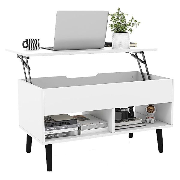 COSTWAY Couchtisch, höhenverstellbar, Stauraum mit 2 günstig online kaufen