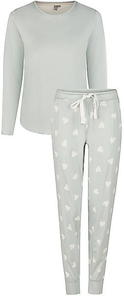 By Louise Schlafanzug Damen Pyjama lang (2 tlg) Baumwolle Herzen Allover günstig online kaufen