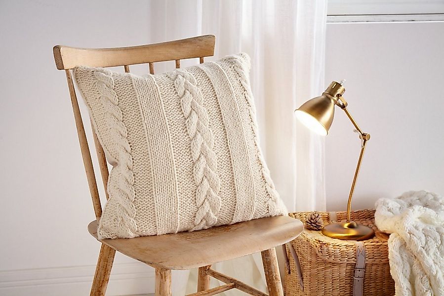 Frank Flechtwaren Kissenhülle, 45 x 45 cm, Kissenbezug in Strickoptik günstig online kaufen