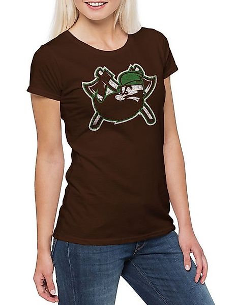 Urban Backwoods Print-Shirt Lumberjack Damen T-Shirt Logger Holzfäller Holz günstig online kaufen
