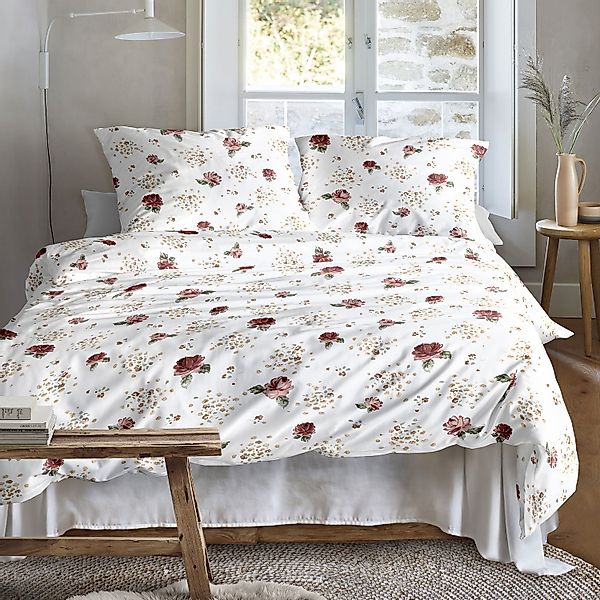 Irisette Biber Bettwäsche Koala 8627-60 Rosen Bordeaux Weiß 135x200 günstig online kaufen