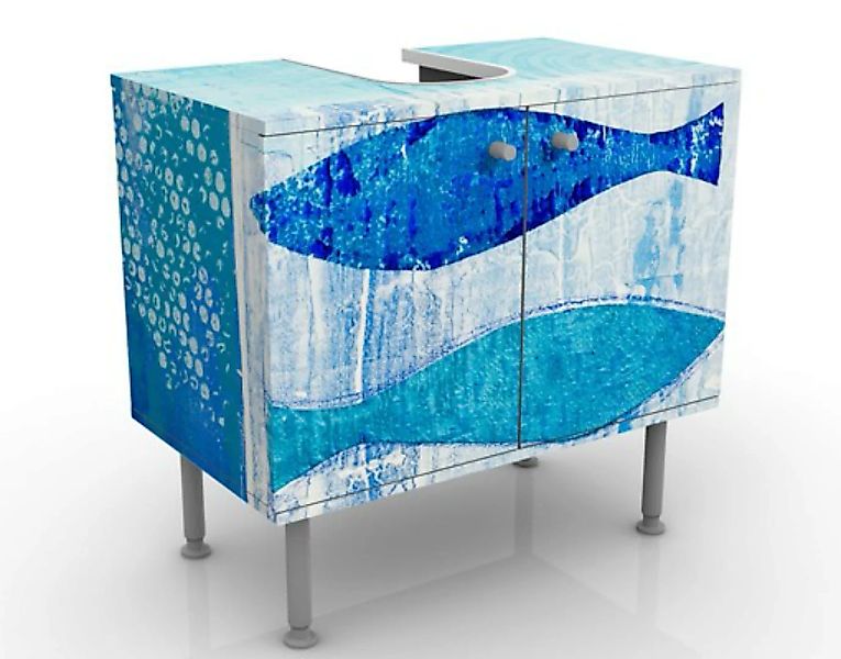 Waschbeckenunterschrank Kunstdruck Fish in the Blue günstig online kaufen
