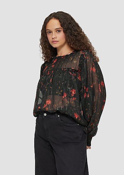 QS Langarmbluse Transparente Chiffon-Bluse mit Glitzergarn günstig online kaufen
