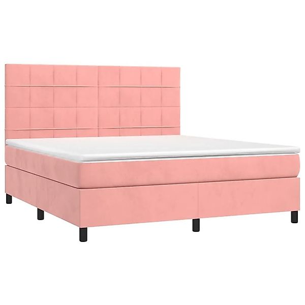 vidaXL Boxspringbett mit Matratze & LED Rosa 160x200 cm Samt 3136136 günstig online kaufen