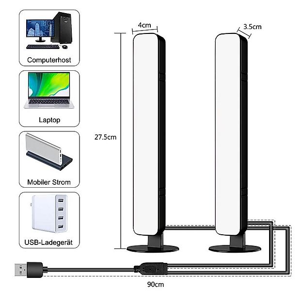 Rosnek LED Lichtleiste RGB, 16 Farben, dimmbar, Musiksyn, für Spielzimmer B günstig online kaufen