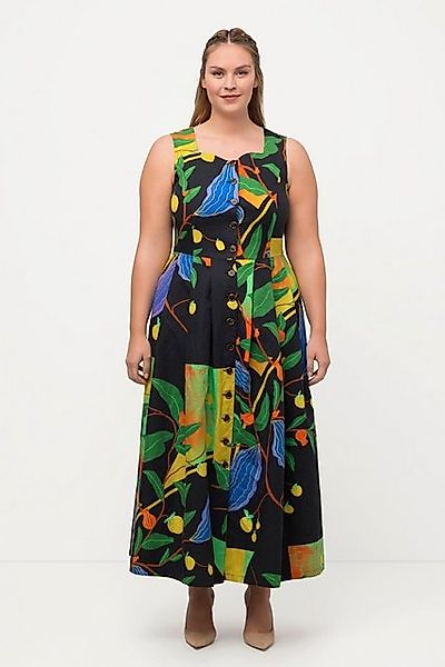 Ulla Popken Dirndl Trachtenkleid Leinenmix Herzausschnitt ärmellos günstig online kaufen