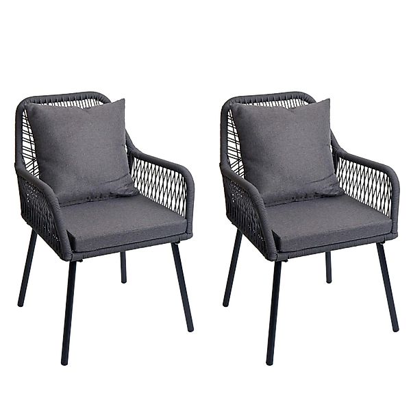 PROREGAL Gartenstuhl 2er-Set 81x54x62cm Sitzhöhe 46cm Outdoor Sitz-/Rückenp günstig online kaufen