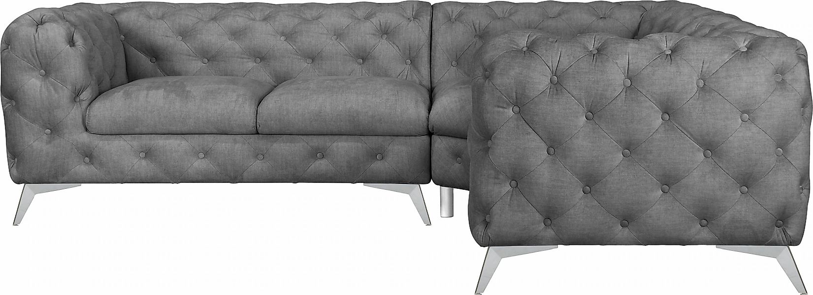 Leonique Chesterfield-Sofa "Ecksofa GLYNIS L-Form mit Wellenunterfederung, günstig online kaufen