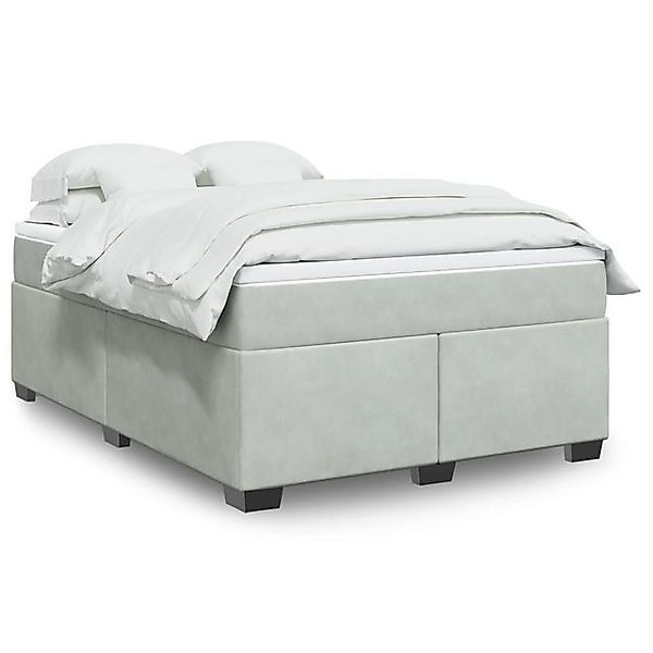 vidaXL Boxspringbett, Boxspringbett mit Matratze Hellgrau 160x200 cm Samt günstig online kaufen