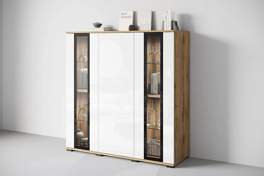 INOSIGN Highboard "Caro, modernes Design mit Glaseinsätzen, Breite 120 cm" günstig online kaufen