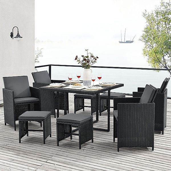 Juskys Garten-Essgruppe Baracoa, (Sitzgruppe), Polyrattan Gartenmöbel günstig online kaufen