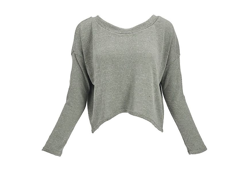 Guru-Shop Longsleeve Kurzer Pullover, Boho Feinstrick Shirt - olivgrün alte günstig online kaufen