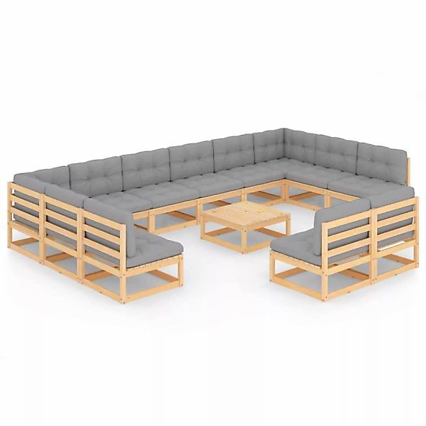 13-tlg. Garten-lounge-set Mit Kissen Kiefer Massivholz günstig online kaufen