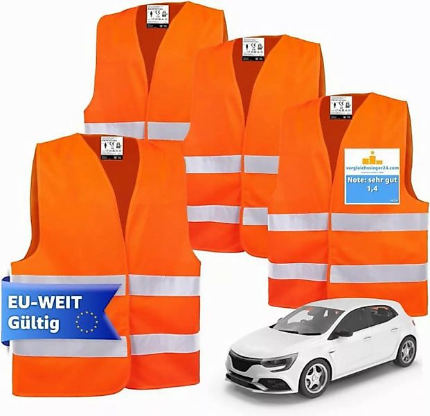 autogadget® Warnweste 4X Warnwesten Orange - Pannenweste 2024 Unfallweste I günstig online kaufen