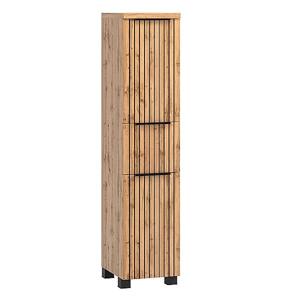 Lomadox Midischrank LIVINGSTON-03 Eiche mit gestreifter Front, rechts/links günstig online kaufen