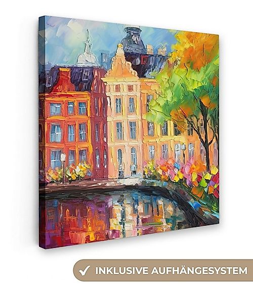 OneMillionCanvasses® Leinwandbild Ölfarbenoptik - Amsterdam - Kunst - Farbe günstig online kaufen