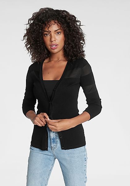 Melrose Strickjacke mit transparenten Streifen günstig online kaufen