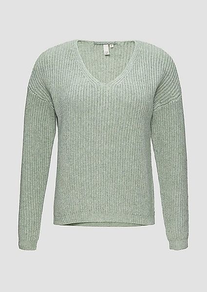 QS Strickpullover Pullover mit überschnittenen Schultern in Melange-Optik günstig online kaufen