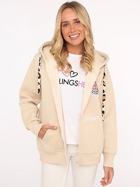 Zwillingsherz Kapuzensweatjacke Leo-Details, Langarm, Reißverschluss, Baumw günstig online kaufen