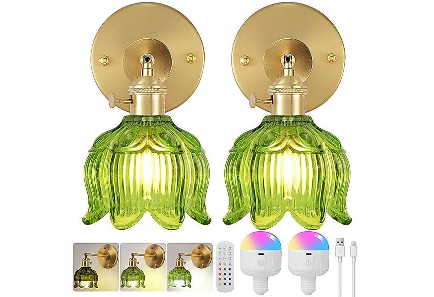 Rosnek Wandleuchte LED Wandlampe Modern Dimmbar RGB mit Fernbedienung, Glas günstig online kaufen