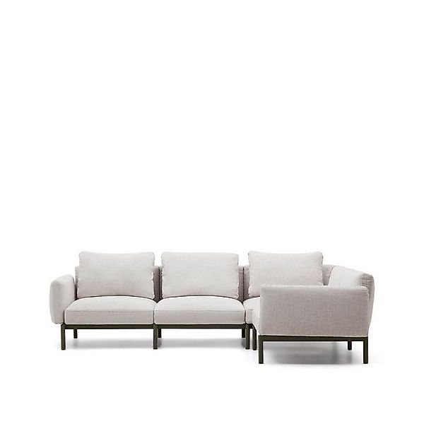 Natur24 Sofa 5-Sitzer-Ecksofa Sorells 292 x 73 x 207,5 cm Aluminium Grün Be günstig online kaufen
