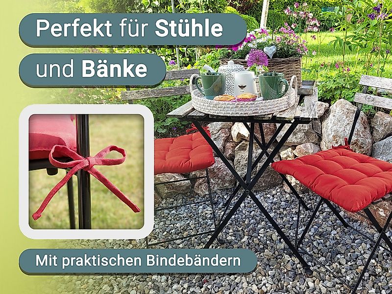 ZOLLNER Stuhlkissen, 40 x 40 x 3 cm, mit Bindebänder, für Indoor und Outdoo günstig online kaufen